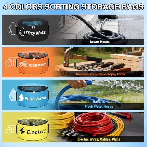 Nilight 4 Pack RV Hose Storage Bag Waterproof with Visible Cover