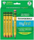 Ticonderoga My First Short Triangular Wood-Cased Pencils, #2 HB Soft | With Erasers, Yellow, 12 Count, Standard Size, High Quality Eraser