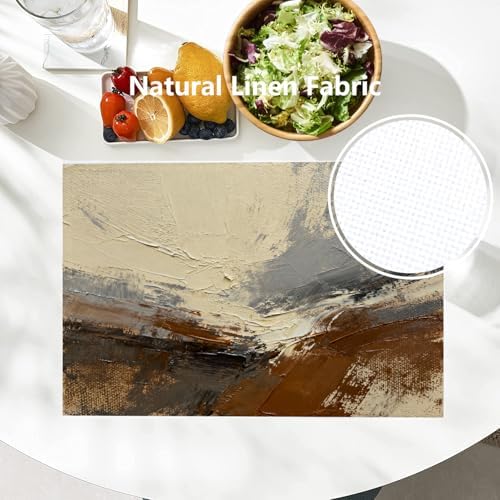 Batmerry Multicolored Modern Abstract Linen Placemats Set of 8, Artists Oil Paints Closeup Washable Table Mats for Kitchen Table Thickened Heat Insulation Dining Set Indoor Outdoor 12X18 in