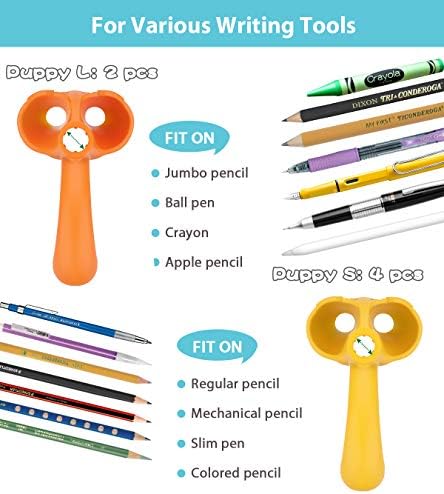 Firesara Training Grips for Kids Handwriting Top Class and Two Sizes Aid Grip Trainer Posture Correction Finger Grip for Kids, Adults, Arthritis Designed for Righties or Lefties(4Standard+2Large)