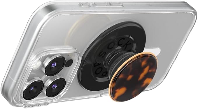 PopSockets Phone Grip for MagSafe, Magnetic Holder- Tortoise | Removable, For Kindle / Android / iPhone, With Magnet, Tortoise, Shell, iPad, Removable, Popper