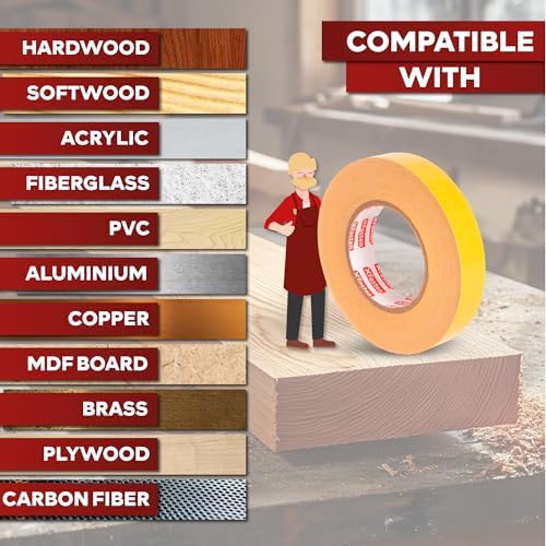 XFasten Bulk Double Sided Woodworking Tape 1-inch, 2,592 Feet Total (24-Pack) Residue-Free Removable Double Sided Tape for Woodworking Router Template, Woodworkers CNC Routing Machine