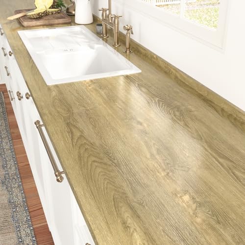 WESTICK 394"x15.8" Brown Wood Contact Paper Peel and Stick Countertops Waterproof Wood Wallpaper Self Adhesive Removable Wooden Grain Countertop Vinyl Wrap for Dinner Tables Desk Kitchen Cabinets