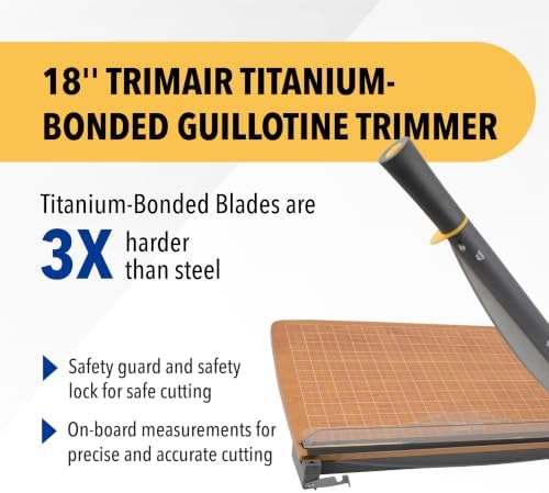 Westcott TrimAir Guillotine Paper Cutter, Paper Trimmer with Sharp and Durable Titanium-Bonded Blade, Maximum Safety Features, 18-Inch, Back to School, School Supplies, Classroom