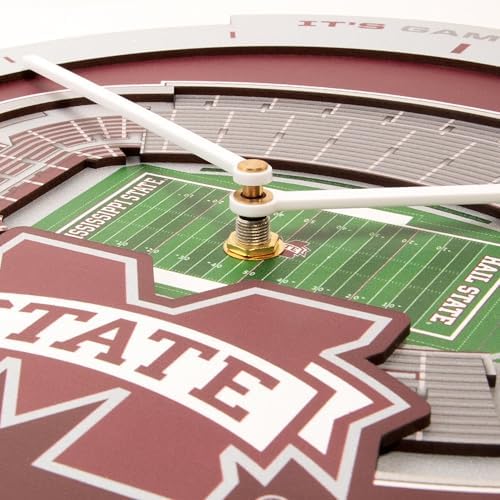 YouTheFan NCAA Mississippi State Bulldogs StadiumView 3D Wall Clock