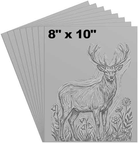 Yeaqee 4 Pcs 8 x 10 Inch Linoleum Blocks for Printmaking, Gray