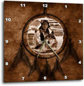 3dRose DPP_52256_3 Brown Native American Wolf Based on a Painting by Martin Basmajian Wall Clock, 15 by 15-Inch
