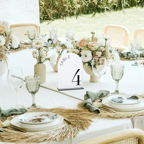 White Arch Wedding Table Numbers 1-20 with Stands