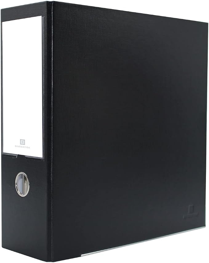 3-Ring Premium High-Capacity Binder - Black, 4" Spine, by Bindertek | 675 Sheet Capacity, 3" D-Rings, Linen-Textured Covers, Steel Reinforced Edges, Spine Label Included
