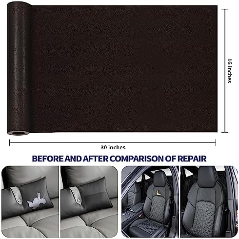 Leather Repair Patch Tape Kit, Self Adhesive Leather Repair for Furniture, Couch, Sofa, Car Seats,Office Chair,Vinyl Repair Kit.30inx16in