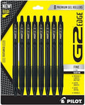 PILOT, G2 Edge Premium Gel Roller Pens, Gel Pens Black Ink, Pack of 8 Count
