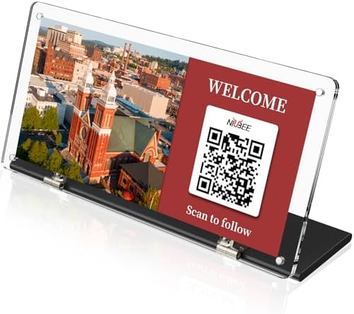 NIUBEE Acrylic QR Code Sign Stand, Clear Magnetic Holder for Booth Display