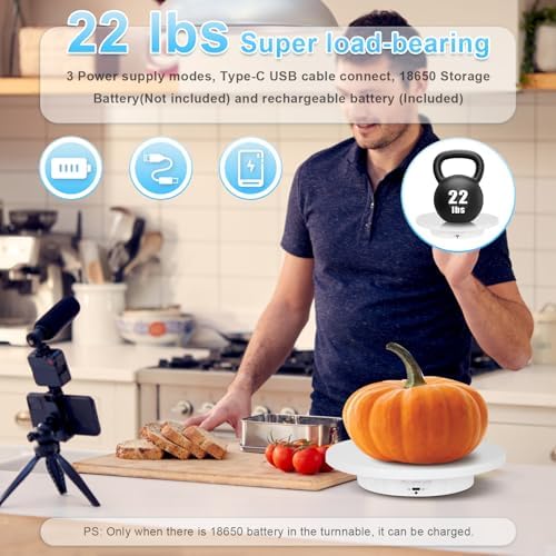 Remote Motorized Rotating Display Stand, Electric Rotating Platform with 5.74/7.08/8.66in Replacement Covers, 3 in 1 Turntable for Live Streaming Video Shoot Photography