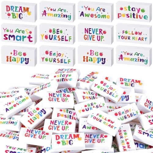 50 Pcs Back to School Inspirational Pencil Erasers for Kids Bulk