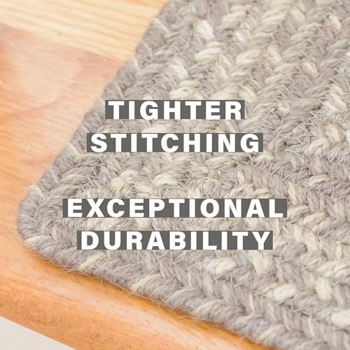 Homespice Grey Cloud Jute Braided Stair Treads, Oval 8x28 Set of 13