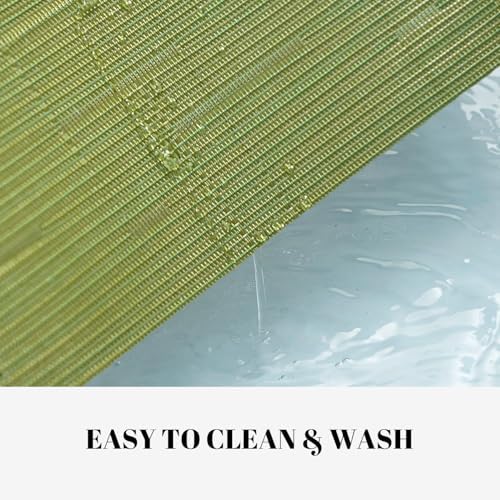 Placemats Set of 6 Vinyl/Plastic Woven Place Mats for Kitchen Table Indoor/Outdoor Washable Placemat Wipeable Dining Table Mats (Oliver Green,6)