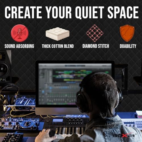 Boxer BXR 2 Pack XL Pro Studio Sound Dampening Blanket 96" x 80" - Thicker - Metal Grommets - Light Blocker, Acoustic Treatment Blanket, Insulated, Sound Reducing