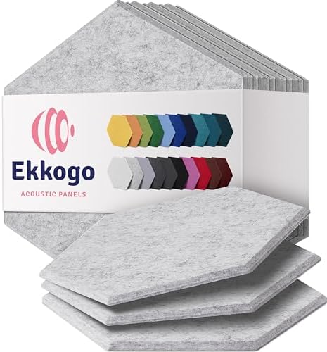 Acoustic Panels 12-Pack Soundproof Wall Panels 12"X10.4"X0.4" Sound Panels High Density Sound Dampening Panels - [Light Gray Hexagon]