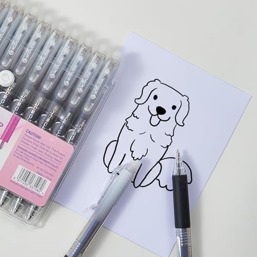 12Pcs Retractable Erasable Gel Pens Clicker,Fine Point 0.7mm Smooth Writing Pens,For Writing Journaling Taking Notes School Office Home. (12Black)