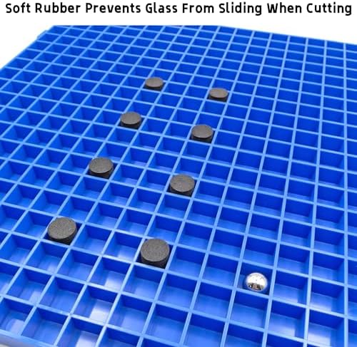Stained Glass Cutting Mat，12" x 12" Solid Bottom Grid Mat Glass Cutting Tools, Blue, 4 Pack