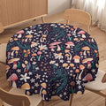 Retro Mushroom Tablecloth, Cartoon Forest Mushroom Florals Leaves Woodland Garden Table Cloth for Kitchen Dining Coffee Table Outdoor Party Decor, 50x50in