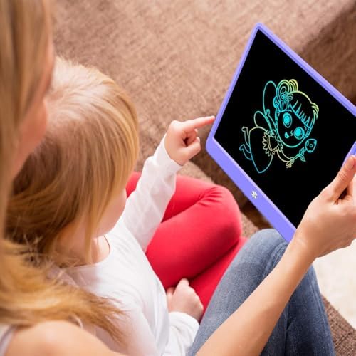 FLUESTON LCD Writing Tablet, Doodle Board Toys Gifts for 3-8 Year Old Girls Boys, 12 Inch Colorful Electronic Board Drawing Pad for Kids, Christmas Gifts for Toddler Educational Learning Travel,Purple