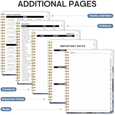 Planner 2026-2027, Jul 2026-Jun 2027 Academic Monthly & Weekly Planner | 6.3" x 8.5" Hardcover Pretty Calendar Planner for Women, Spiral Organizer for School Office Home Supplies, Distant Peaks