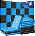 52 Pack Acoustic Foam Panels 1" x 12" x 12"Acoustic Wedge Studio Foam Sound Absorption Wall Panels (Black/Blue)
