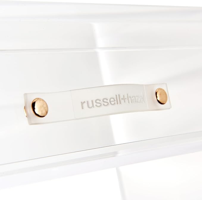 Russell+Hazel Acrylic Monitor Stand with Storage Drawer, Clear | Lifts your monitor for better posture and hides clutter below. Clear acrylic riser with a storage drawer holds up to 10 lbs.