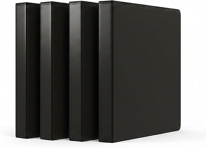 Staples 1" 3-Ring View Binder, Black, 4/Pack
