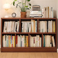 Lumber Organizer Shelf 3/4 Shelves, Lateral Filing or Vertical, Closed Back Floor-standing Bookshelf Rack Bookcase Cabinet Tiered Shelf Grid Storage Unit Dark Walnut 47.2"L x 9.4"W x 31.5"H