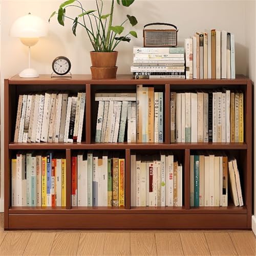 Lumber Organizer Shelf 3/4 Shelves, Lateral Filing or Vertical, Closed Back Floor-standing Bookshelf Rack Bookcase Cabinet Tiered Shelf Grid Storage Unit Dark Walnut 47.2"L x 9.4"W x 31.5"H