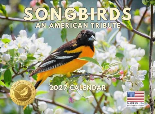 JJ Audubon Tribute Songbirds Calendar 2027 Monthly | American Made In The USA