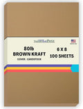 100 Brown Kraft Fiber 80# Cover Paper Sheets - 6X8 Inches 1" Larger Than 5X7 Card Size Size - Rich Earthy Color with Natural Fibers - 80lb/pound Cardstock - Smooth Finish