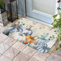 Fall Door Mat Blue Pumpkin Doormat Eucalyptus Leaves Branch Harvest Thanksgiving Welcome Mat Non Slip Rubber Entryway Front Rug Floor Mat for Indoor Outdoor Kitchen Autumn Holiday Home Decor 16x24