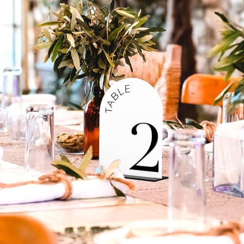 White Arch Wedding Table Numbers 1-10 with Stands