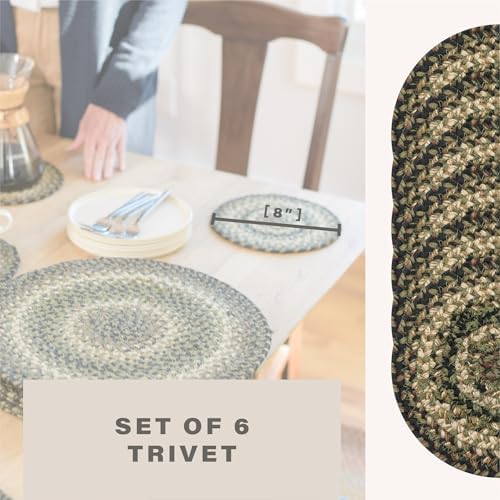 Homespice Pinecone Braided Trivets Ideal as Pot Holders, Round 8" Set of 6