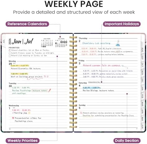 Planner 2026-2027, Jul 2026-Jun 2027 Academic Monthly & Weekly Planner | 8.5" x 11" Hardcover Pretty Calendar Planner for Women, Spiral Organizer for School Office Home Supplies, Plum Reverie