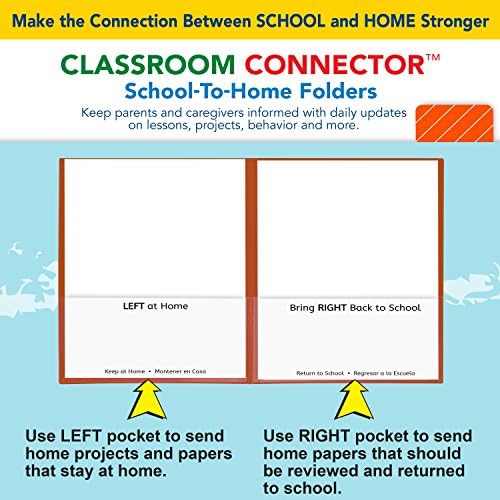 C-Line Classroom Connector School-to-Home Folders, Orange, 25 per Box (32002) (Pack of 6)