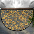 Sunflower Retro Flower Half Round Door Mat Non Slip Washable Semi Circle Area Rug Absorbent Soft Half Moon Rug Floor Mat for Indoor Outdoor Kitchen Bathroom Patio Front Door Mat Decor