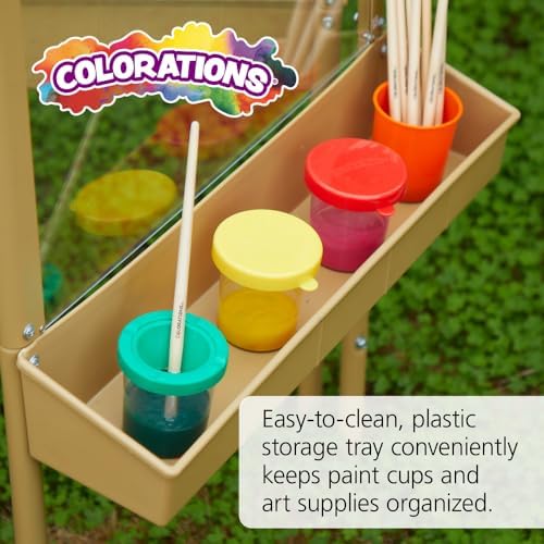 Colorations 3-Way Indoor & Outdoor Acrylic Panel Easel, Ages 3+/Pre-k+ | 47" H x 23" W x 25.5" D Classroom Essentials
