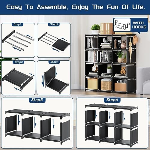 Mavivegue Book Shelf, 12 Cube Storage Organizer, DIY Bookcase