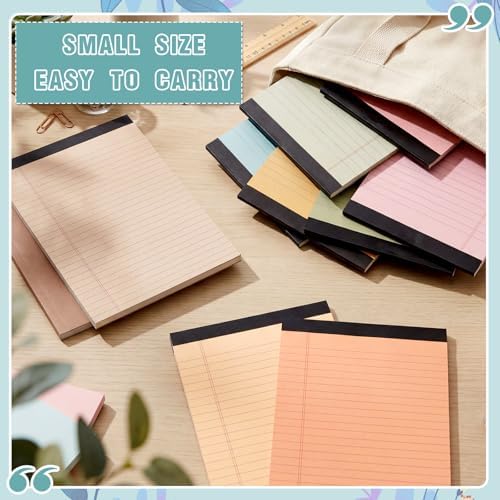 Lincia 12 Pcs 5" x 8" Small Legal Pads Colored Lined Note Pads Narrow Ruled Writing Notepads 50 Sheets Per Micro Paper Notebook Lined and Perforated for College Office Supplies (Natural Colors)