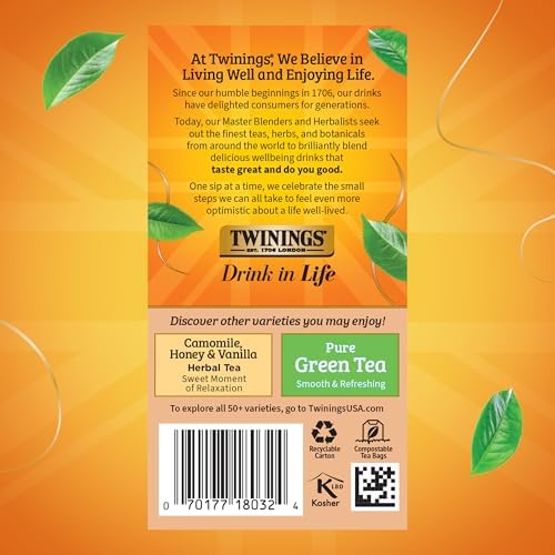 Twinings Pure Rooibos Red Herbal Caffeine-Free Tea Bags 20 CT Box (6 Pack)