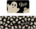 Halloween Ghost Kitchen Mat Decor, Black Halloween Kitchen Rugs Set of 2