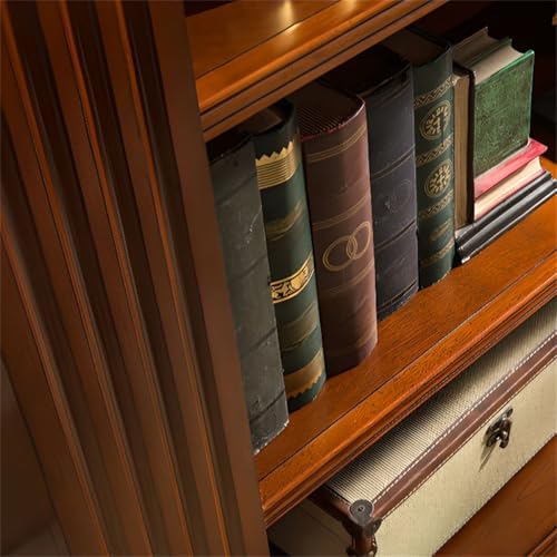 Sepia Timber Vertical Closed Back Organizer Shelf with 3/4/5 Shelves American Bookcase Retro Study Multi-Layer Bookshelf Storage Unit Floor-Standing Shelf Home Use Brown 51" L x 18" W x 87" H