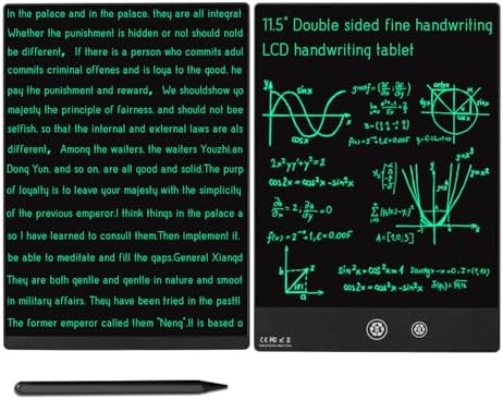 LCD Writing Tablet 2 Sides Screen Erasable Reusable 11.5inch and 10.5inch Electronic Drawing Pads Portable Scratchpad for Kids Adults Home Office (Black)