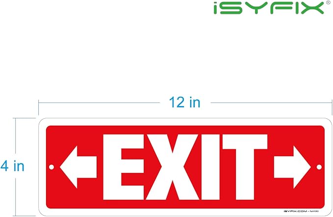 iSYFIX Exit Signs 6 Pack 12x4 Inch with Directional Right & Left Arrows - Rust Free Aluminum, Laminated for UV, Weather, Scratch Resistance - Ideal for Offices, Schools, Theaters, Restaurants