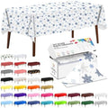 CXPSINC 54 Inch X 300 Feet Plastic Table Cover Roll Disposable Tablecloth with Slide Cutter for All Type/Shape Tables | Party, Banquet, Birthdays, Weddings(Christmas Blue Snowflake, 300 Feet)