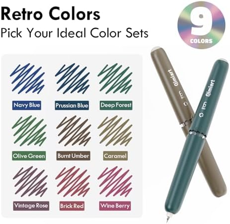 Erasable Gel Pens, 9 Pack Retro Colors, 0.6mm Fine Point